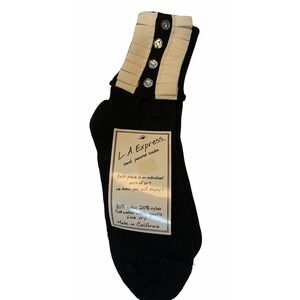 Vintage 1990's Y2K LA Express Embellished Ankle Socks Women's Size 9-11 NEW NOS